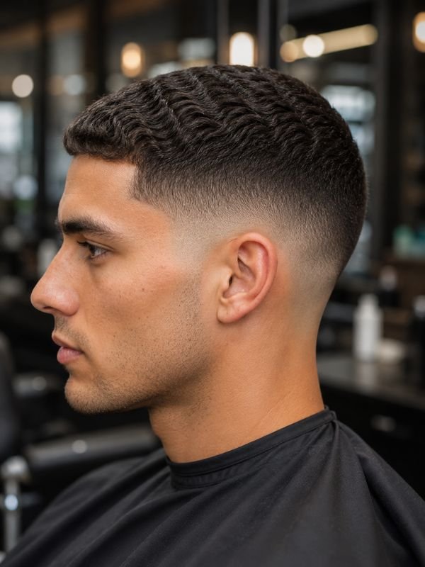 Wavy Hair Low Taper Fade Buzz Cut