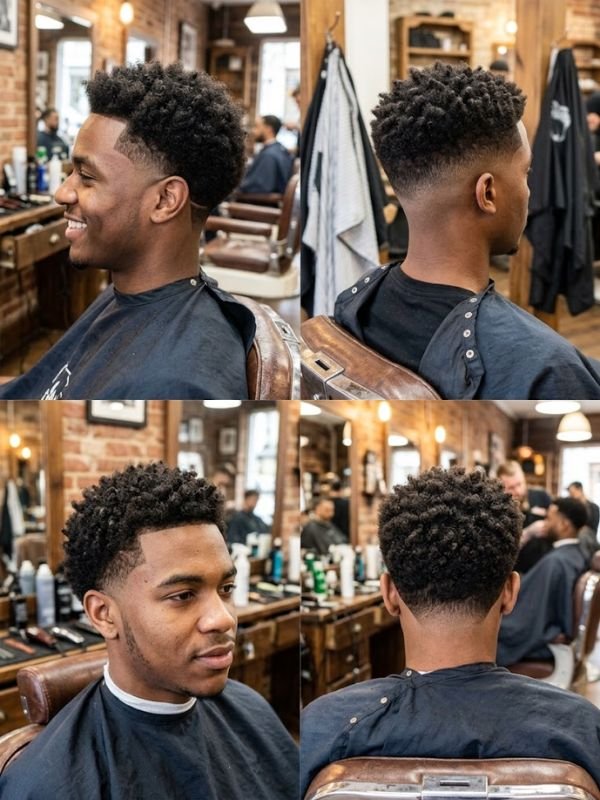 Burst Fade with Curly Texture