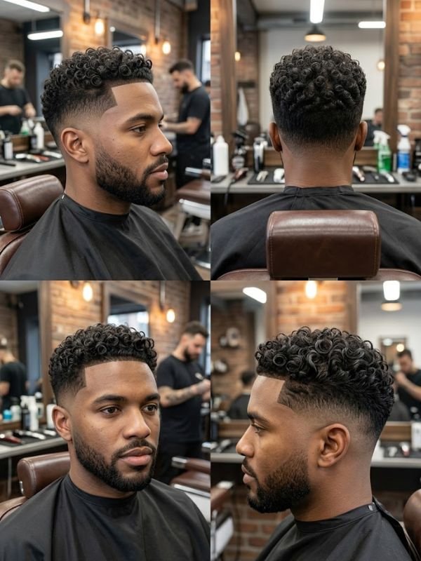 Low Fade with Defined 3B Curls