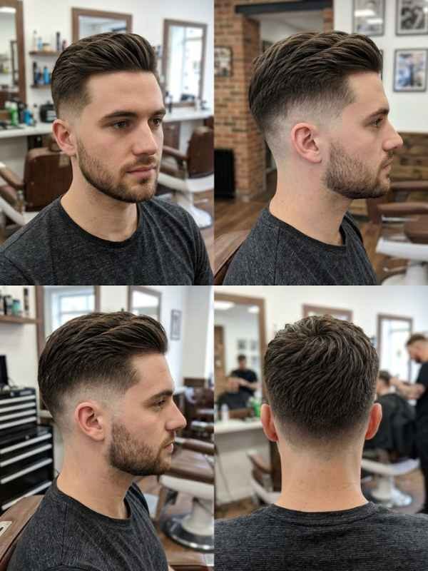 Mid taper fade with stubble
