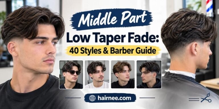 Middle Part Low Taper Fade 40 Styles & Barber Guide
